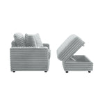 Chaise longue en flanelle beige / gris foncé / chocolat avec pouf de rangement – Individuel