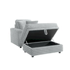 Chaise longue en flanelle beige / gris foncé / chocolat avec pouf de rangement – Individuel