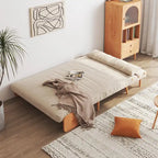 Canapé Convertible Beige en Coton et Lin 2 Places, 109,9 cm