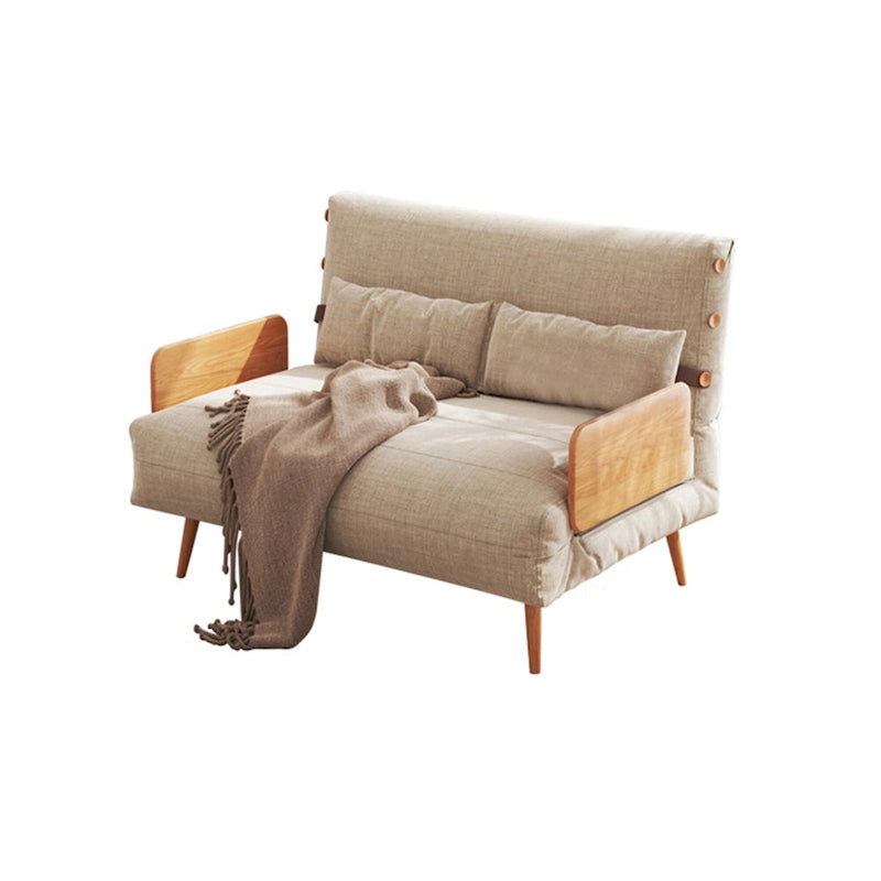 Canapé Convertible Beige en Coton et Lin 2 Places, 109,9 cm