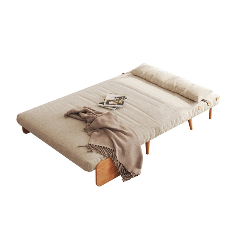 Canapé Convertible Beige en Coton et Lin 2 Places, 109,9 cm