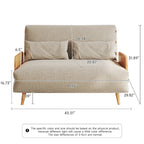 Canapé Convertible Beige en Coton et Lin 2 Places, 109,9 cm