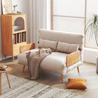 Canapé Convertible Beige en Coton et Lin 2 Places, 109,9 cm