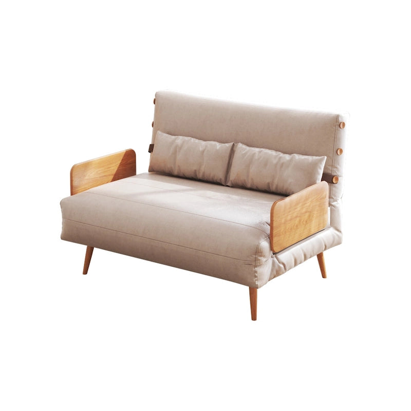 Canapé Convertible Beige en Coton et Lin 2 Places, 109,9 cm