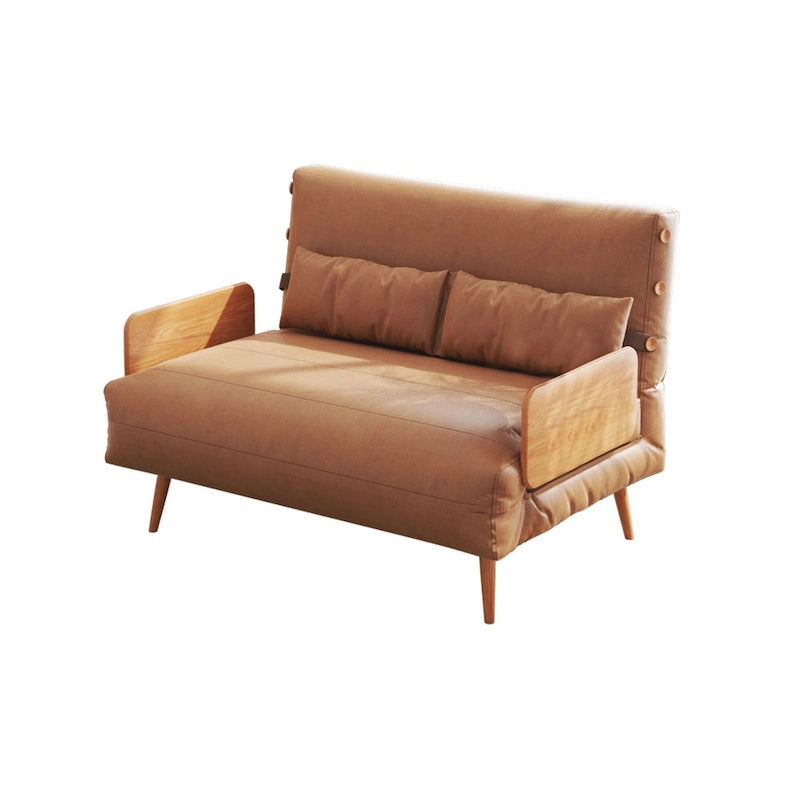 Canapé Convertible Beige en Coton et Lin 2 Places, 109,9 cm