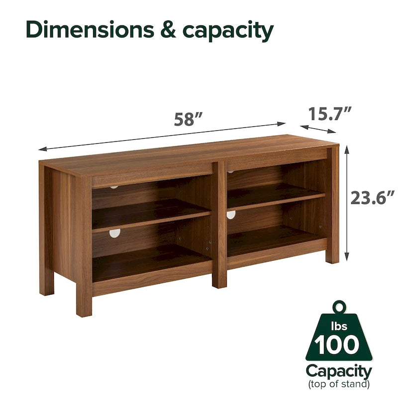 Meuble TV pour téléviseurs jusqu'à 65", expresso et marron clair, étagère ouverte, style moderne