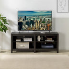 Meuble TV pour téléviseurs jusqu'à 65", expresso et marron clair, étagère ouverte, style moderne