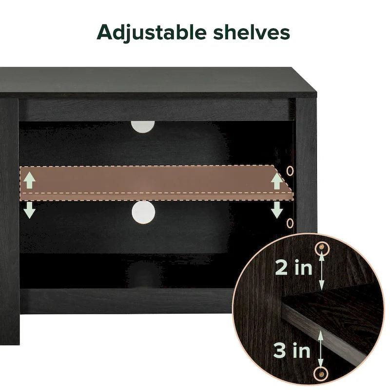 Meuble TV pour téléviseurs jusqu'à 65", expresso et marron clair, étagère ouverte, style moderne