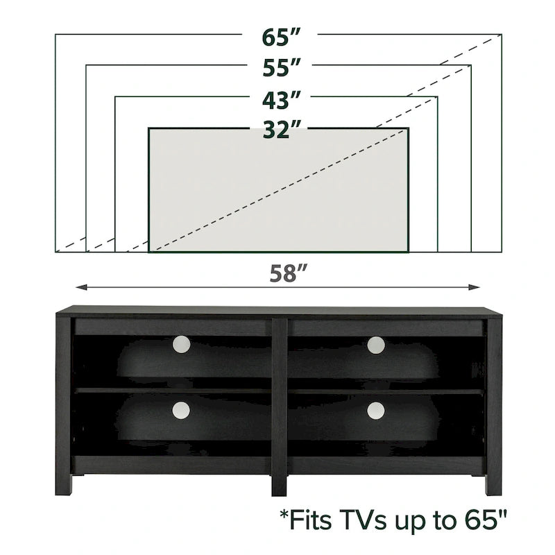 Meuble TV pour téléviseurs jusqu'à 65", expresso et marron clair, étagère ouverte, style moderne