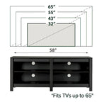Meuble TV pour téléviseurs jusqu'à 65", expresso et marron clair, étagère ouverte, style moderne