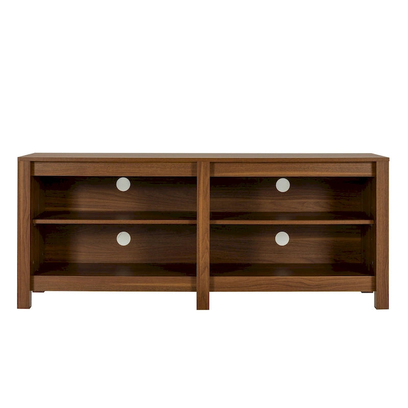 Meuble TV pour téléviseurs jusqu'à 65", expresso et marron clair, étagère ouverte, style moderne