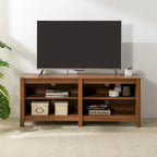 Meuble TV pour téléviseurs jusqu'à 65", expresso et marron clair, étagère ouverte, style moderne