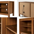 Meuble TV pour téléviseurs jusqu'à 65", expresso et marron clair, étagère ouverte, style moderne