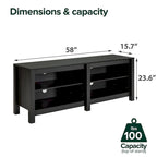 Meuble TV pour téléviseurs jusqu'à 65", expresso et marron clair, étagère ouverte, style moderne