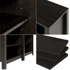 Meuble TV pour téléviseurs jusqu'à 65", expresso et marron clair, étagère ouverte, style moderne