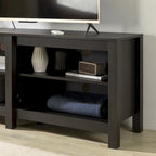 Meuble TV pour téléviseurs jusqu'à 65", expresso et marron clair, étagère ouverte, style moderne