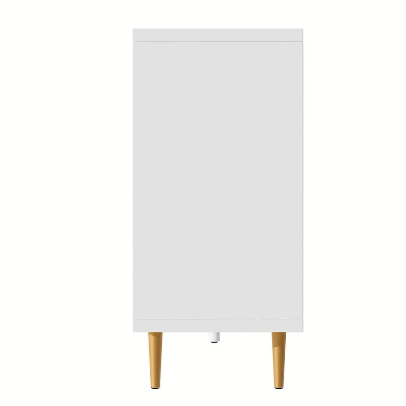 Meuble TV 3 portes Blanc/Noir pour téléviseurs jusqu'à 70", montage 1 personne