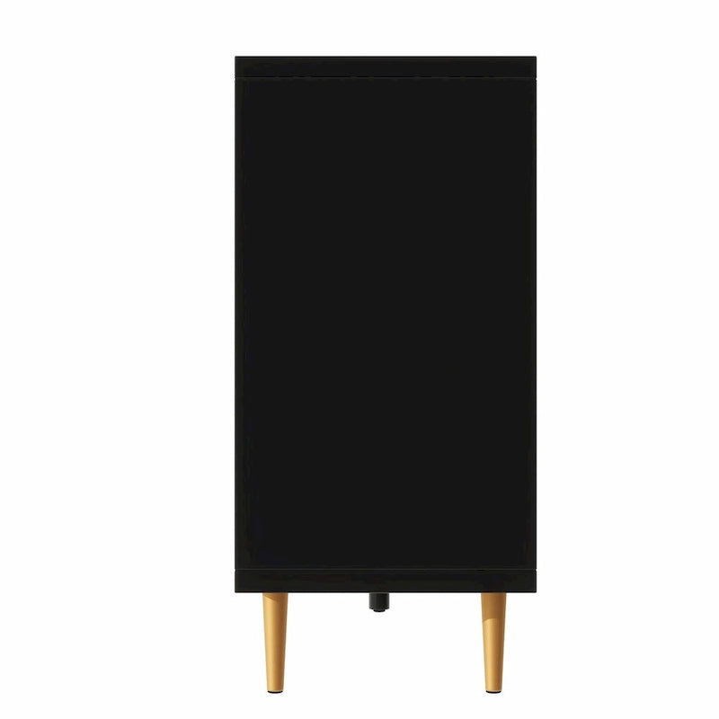 Meuble TV 3 portes Blanc/Noir pour téléviseurs jusqu'à 70", montage 1 personne