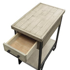 Table de chevet rustique à 1 tiroir, blanc antique / vert antique, pour 1 personne