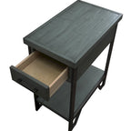 Table de chevet rustique à 1 tiroir, blanc antique / vert antique, pour 1 personne