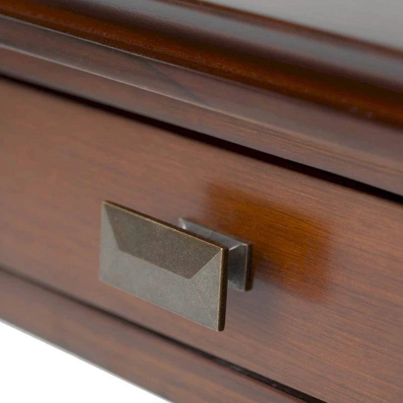 Table de chevet carrée en bois massif auburn moyen avec tiroir