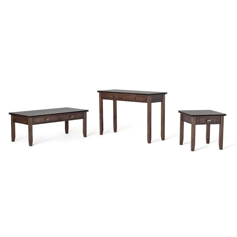 Table de chevet carrée en bois massif auburn moyen avec tiroir