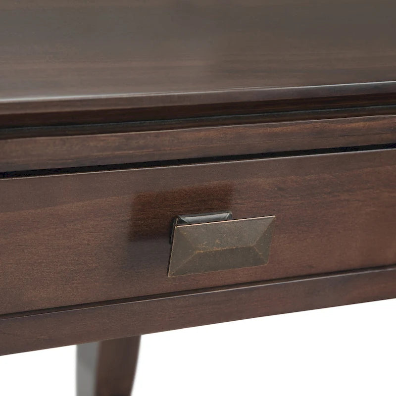 Table de chevet carrée en bois massif auburn moyen avec tiroir