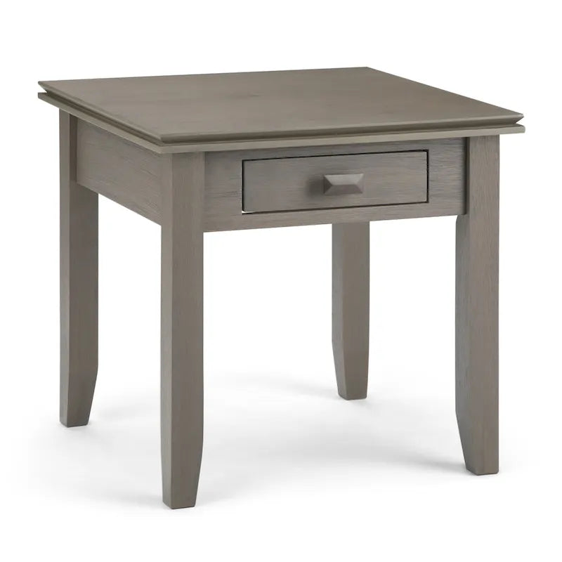 Table de chevet carrée en bois massif auburn moyen avec tiroir