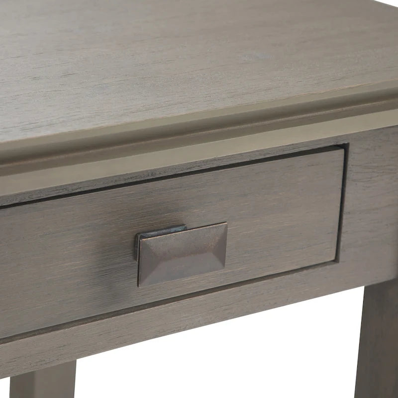 Table de chevet carrée en bois massif auburn moyen avec tiroir