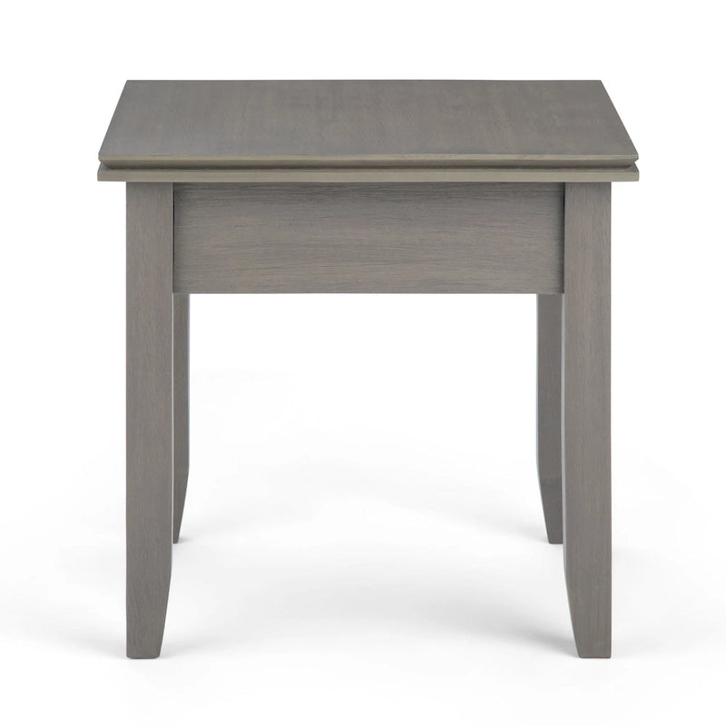 Table de chevet carrée en bois massif auburn moyen avec tiroir