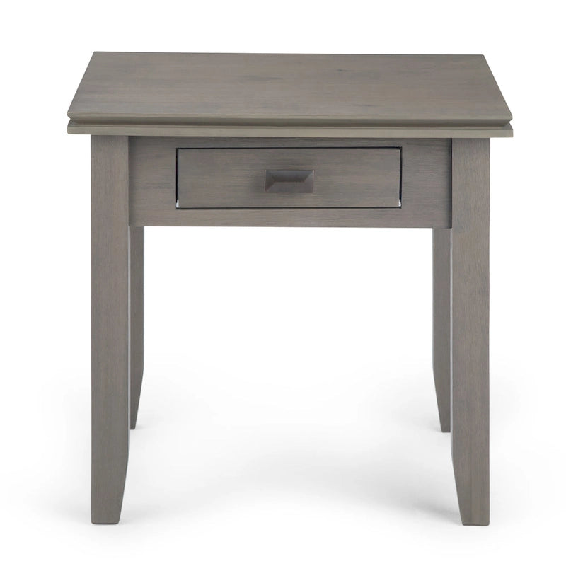 Table de chevet carrée en bois massif auburn moyen avec tiroir