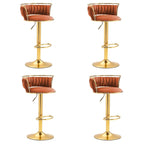 Tabourets de bar pivotants réglables en velours gris, lot de 4