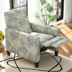 Fauteuil inclinable club à motifs floraux beige clair et bleu, une place