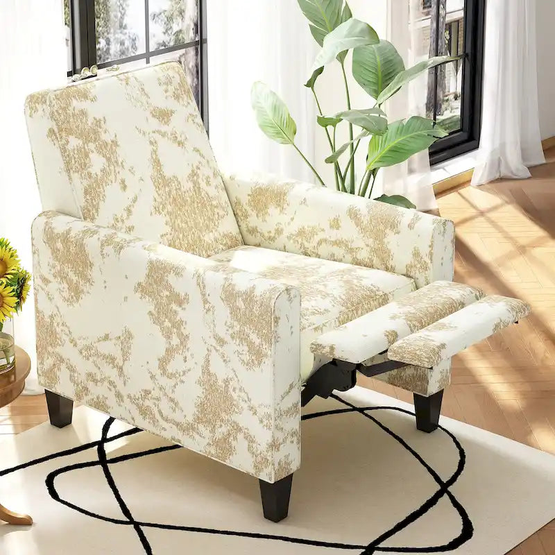 Fauteuil inclinable club à motifs floraux beige clair et bleu, une place