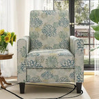 Fauteuil inclinable club à motifs floraux beige clair et bleu, une place