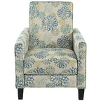 Fauteuil inclinable club à motifs floraux beige clair et bleu, une place