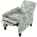Fauteuil inclinable club à motifs floraux beige clair et bleu, une place