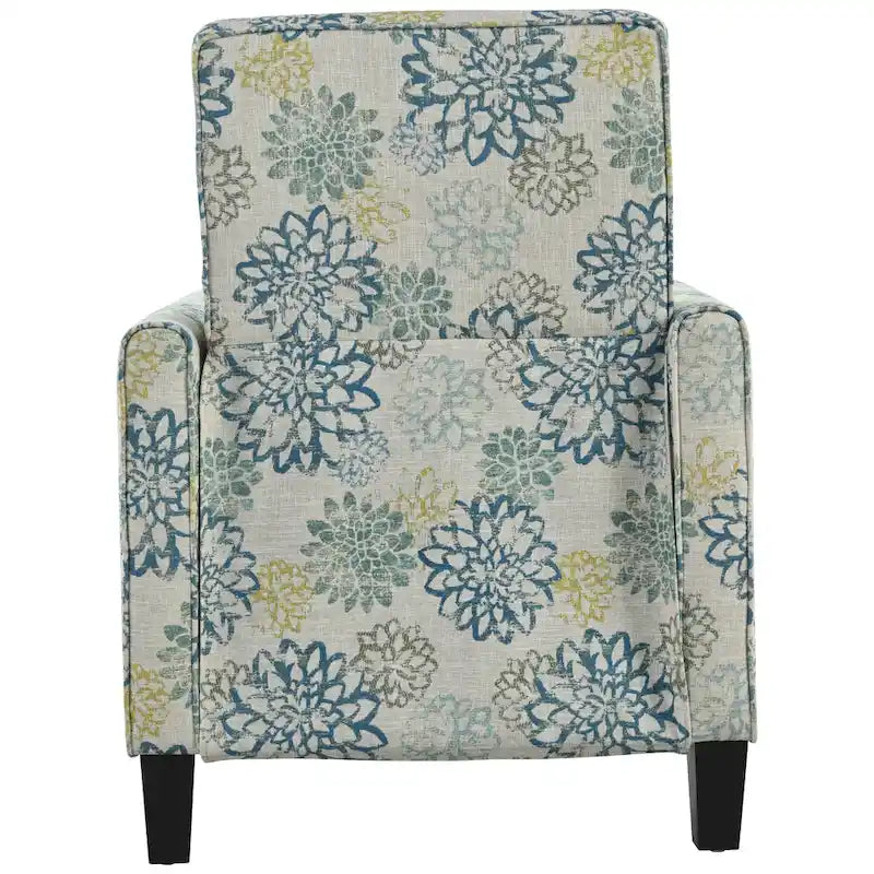 Fauteuil inclinable club à motifs floraux beige clair et bleu, une place