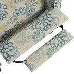Fauteuil inclinable club à motifs floraux beige clair et bleu, une place