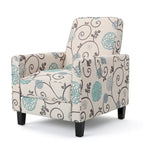Fauteuil inclinable club à motifs floraux beige clair et bleu, une place