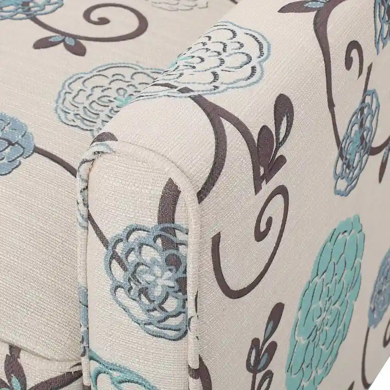 Fauteuil inclinable club à motifs floraux beige clair et bleu, une place
