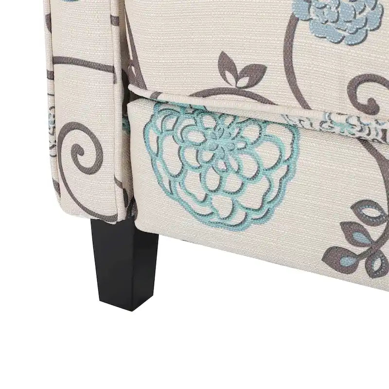 Fauteuil inclinable club à motifs floraux beige clair et bleu, une place