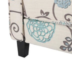 Fauteuil inclinable club à motifs floraux beige clair et bleu, une place