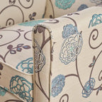 Fauteuil inclinable club à motifs floraux beige clair et bleu, une place