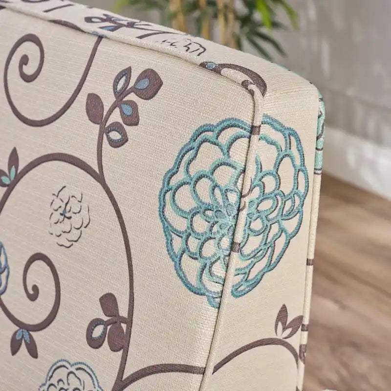 Fauteuil inclinable club à motifs floraux beige clair et bleu, une place