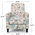 Fauteuil inclinable club à motifs floraux beige clair et bleu, une place