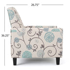 Fauteuil inclinable club à motifs floraux beige clair et bleu, une place