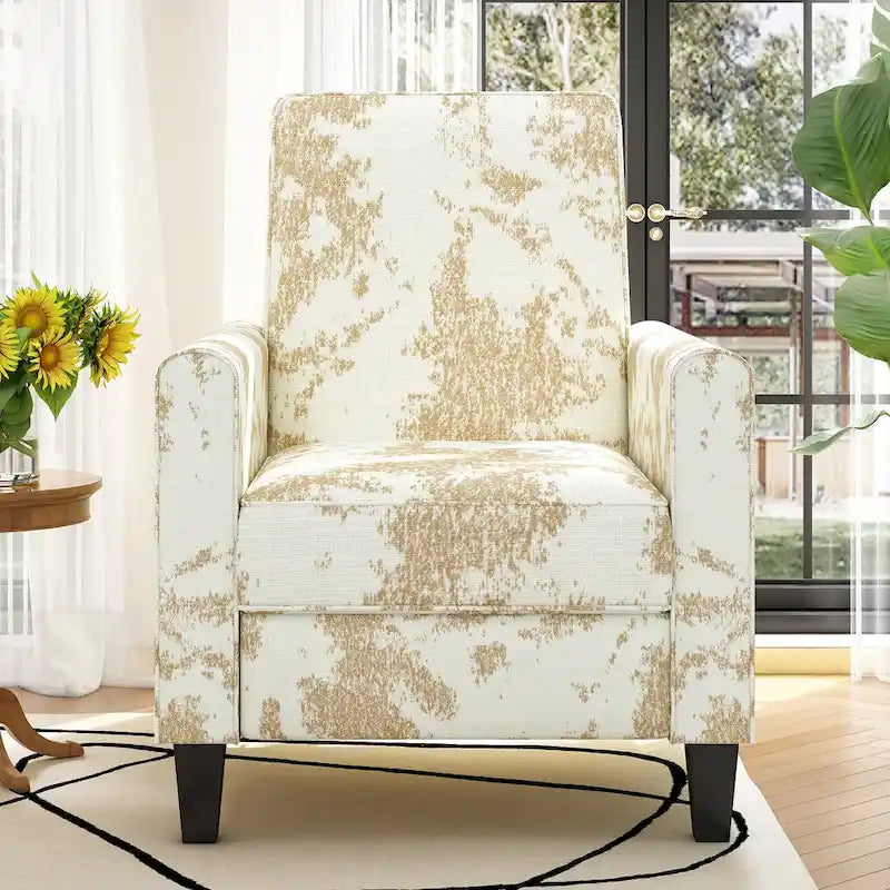 Fauteuil inclinable club à motifs floraux beige clair et bleu, une place
