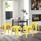 Tabouret de bar en métal noir et jaune sans dossier, empilable, lot de 4 – 45 cm