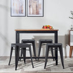Tabouret de bar en métal noir et jaune sans dossier, empilable, lot de 4 – 45 cm